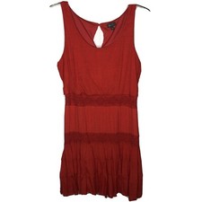 Lily Rose Dress Women's Large Peasant Boho Orange Lined Sleeveless Stretch