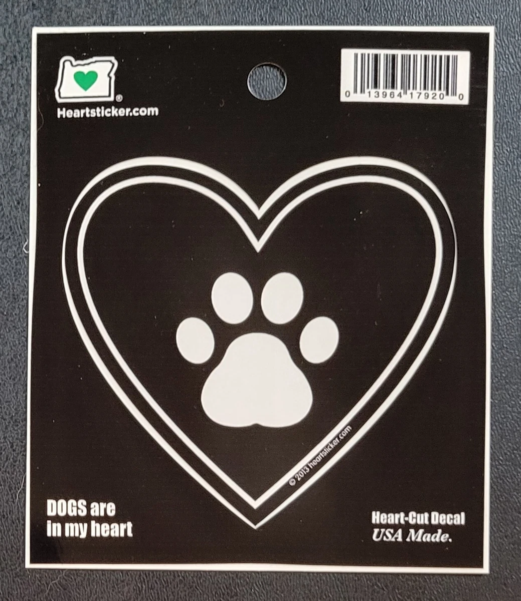 Vinyl Sticker - Dogs - Paw - Heart - 3.25 x 3.5 Inches