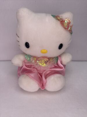 hello kitty silk dress Hello Kitty Plush with Pink Satin Dress and Bow