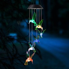 Wind Chimes Solar Hummingbird Wind Chime Color Changing Lights Outdoor Lights