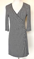 Laundry Black & White Diamond Stretch Wrap Dress NWT Retail $138 M