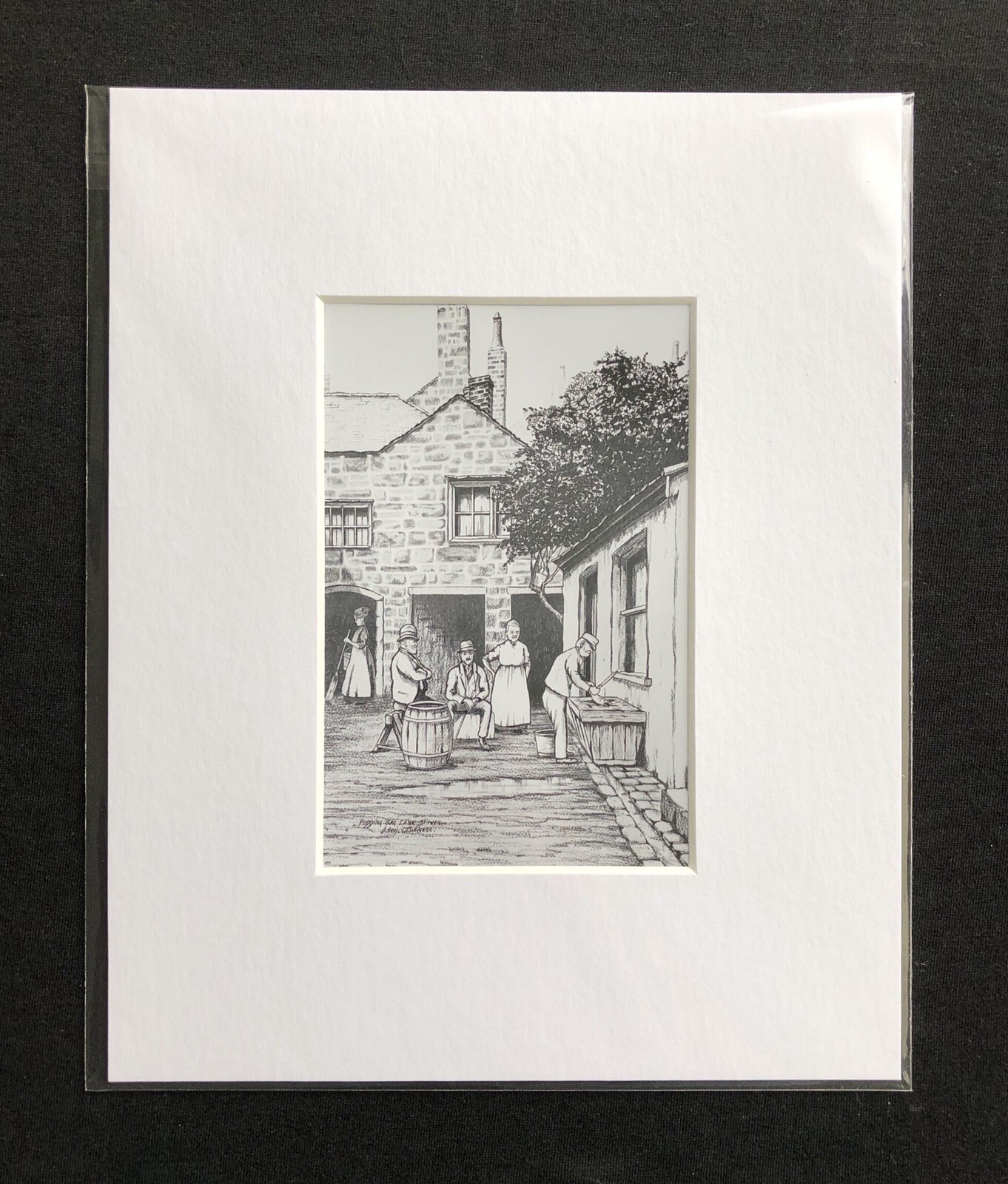 Pudding Bag Lane St Ives original mounted art print 10”x8" G.Burgess