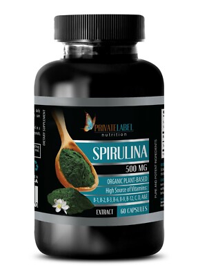immune support - PURE SPIRULINA 500mg - organic energy 1 Bottle 60 Capsules