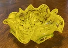 Vintage Murano(?) MCM Glass Bowl/Centerpiece Ruffled Edge/Dazzling Yellow. READ!