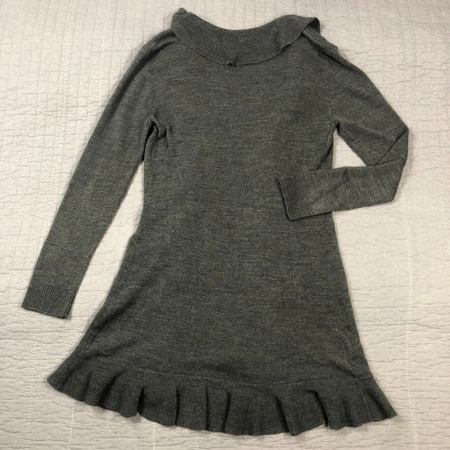 Suéter Carol Rose Mujer Pequeño Gris Mezcla de Lana Cárdigan Frente Abierto Cottage Core Foto 2 de 4