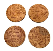 Neighborwoods Wood Coasters Austin Texas Set of 4 Made in USA 3.5" D