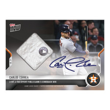 CARLOS CORREA 3-HIT 2-RBI NIGHT TOPPS NOW WORLD SERIES GAME USED BASE CARD 1033A