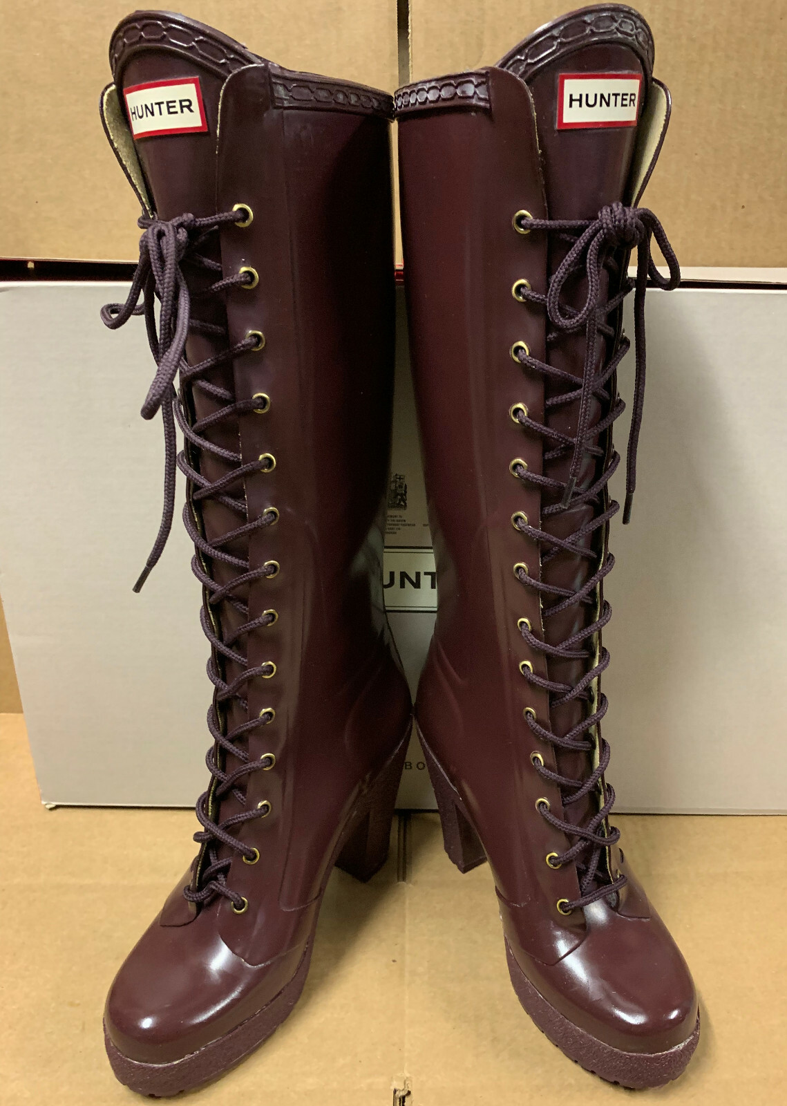 maroon hunter boots