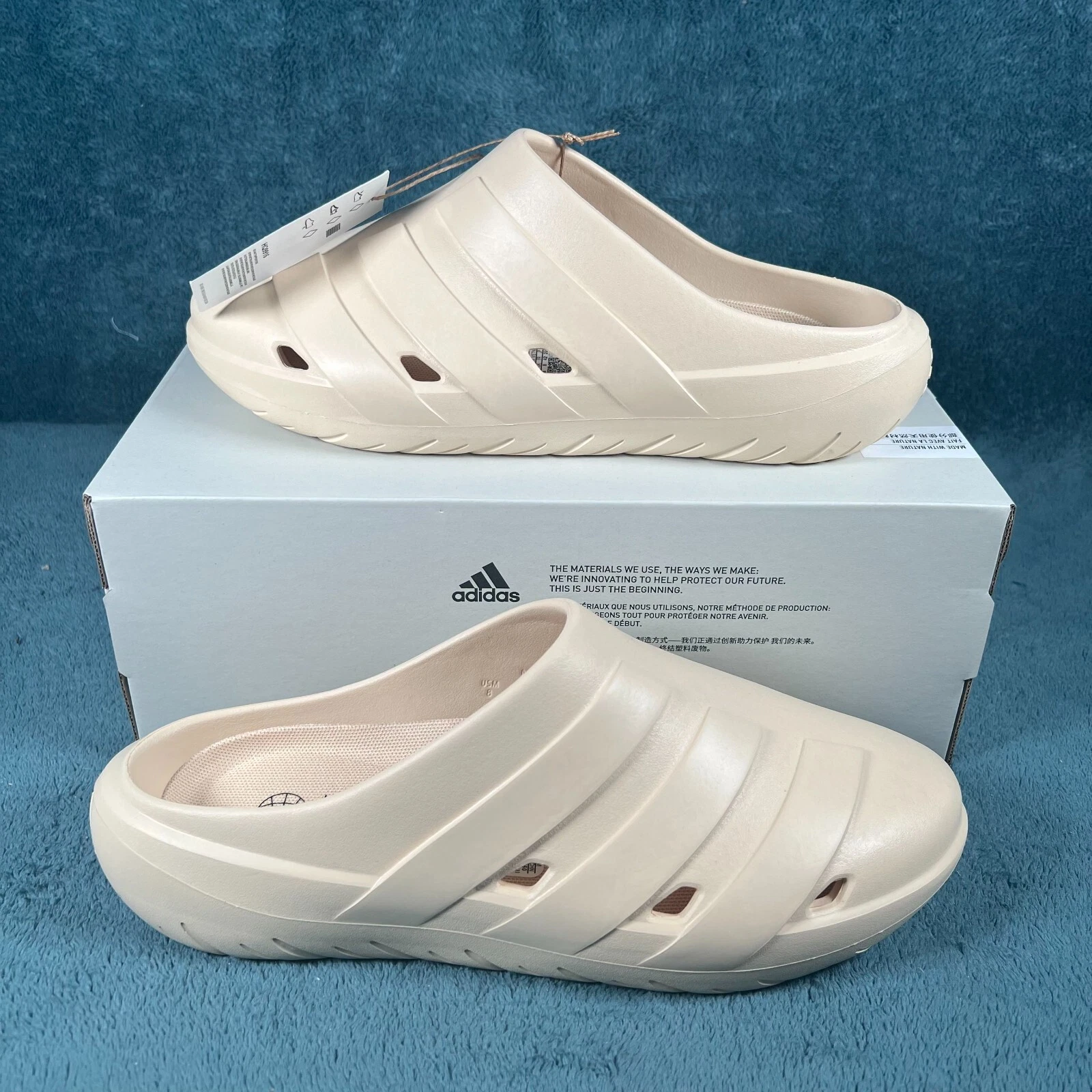 Sandali Adidas Adicane Clog unisex beige sabbia casual slip on taglia M7 W8