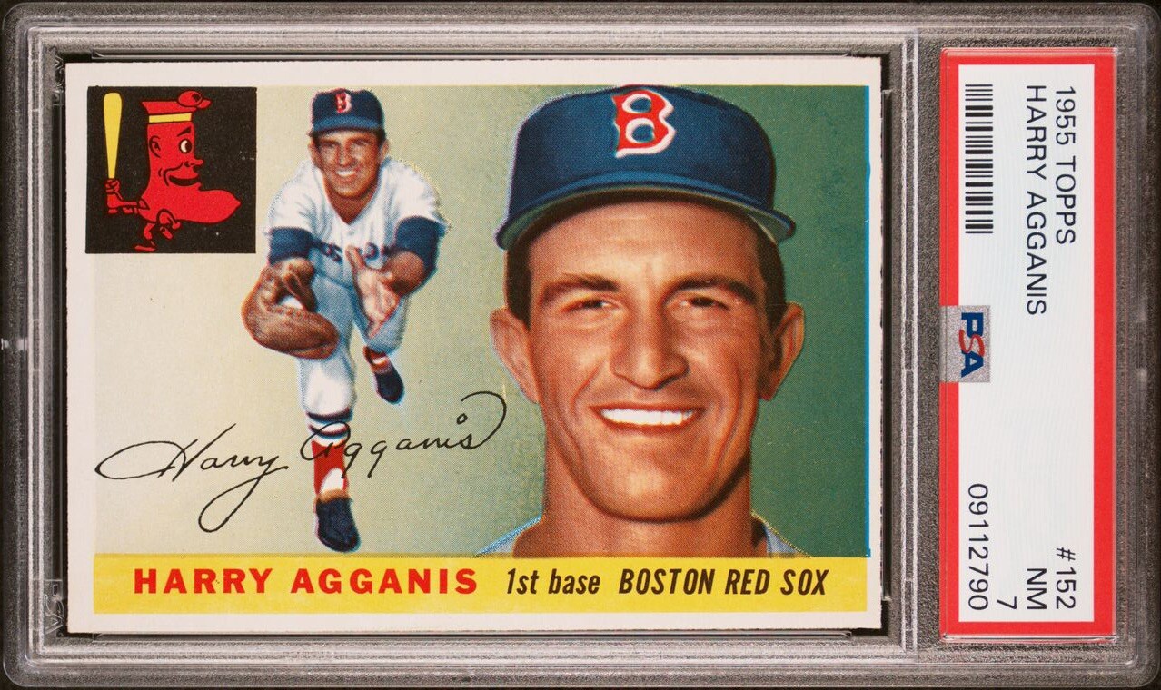 1955 Topps Baseball Harry Agganis PSA 7 NM Boston Red Sox Card #152 cc23