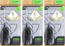 (3) Googan Squad 3/8 Oz. Hummer Buzz Baits Buzzbaits Black Blue Flake Brand New