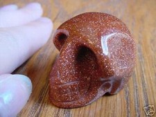 #HH-14-B HUMAN SKULL GOLDSTONE gem stone skulls GEMSTONE HEAD