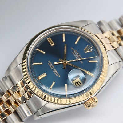 Rolex Datejust Ref. 1601 Stahl/Gold - blaues Zifferblatt - Jubiläumsarmband