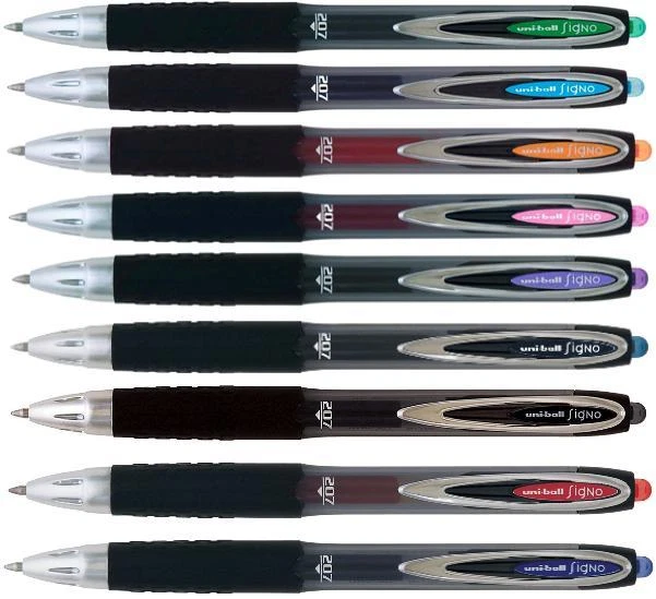 UNIBALL 6 X Uni-Ball Signo 207 UMN-207ND Nadel Punkt Einziehbar Rollerball 0.4mm Line