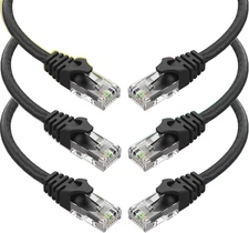 6-pk Ethernet Cables, 8 ft Black, Category 6, Ultra Clarity Cables Brand, 8 feet