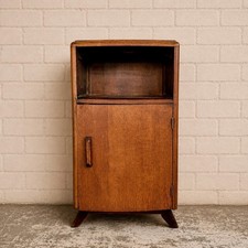 1950s Oak Bedside Cabinet Compact Utility Cupboard