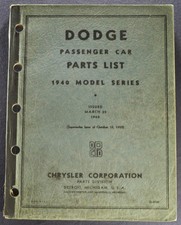 1940 Dodge Car Parts List Book Model D14 D17 Luxury Liner Nice Original 40 1940 Dodge Car Parts List Book Model D14 D17 Luxury Liner Nice Original 40