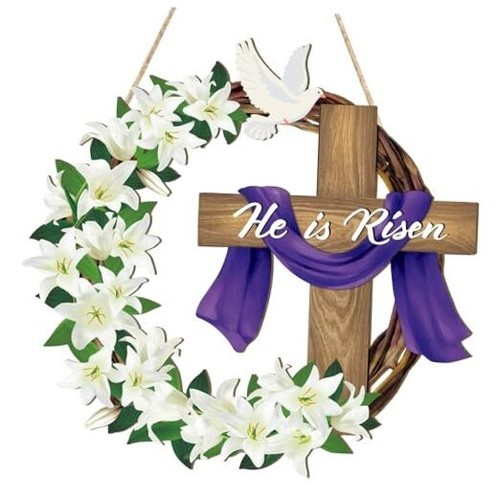 He is Risen Easter Decoration Wooden Wreaths for Front Door Sign Cross Sign