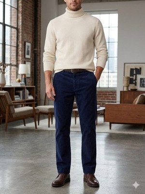 Brooks Brothers ''Clark'' Fit Navy Blue Corduroy Pants - W36/L30