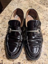 Authentic Gucci Black Patent Leather Women's Loafers Sz 10.5 horsebit
