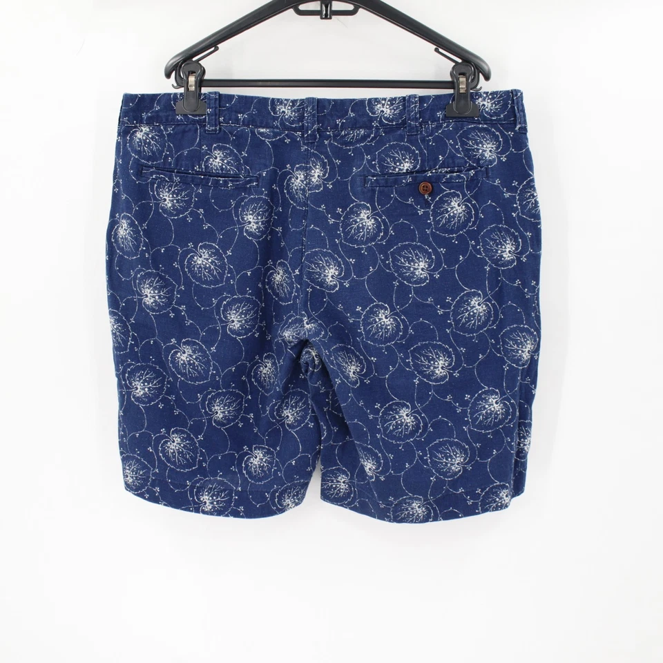 Шорты мужские J Crew 38 9 дюймов Stanton лен хлопок синий лист цветочный плоский передний повседневный - Изображение 3 из 4