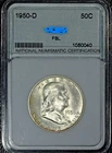 1950-D Franklin Half $ ,Select BU,  National Numismatic Certification, NNC