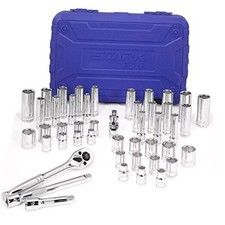 47-Pieces 1/4" 3/8" Drive Impact Socket 47pcs SAE/Metric Impact Socket Set