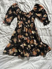 Black Mini Dress with Flowers