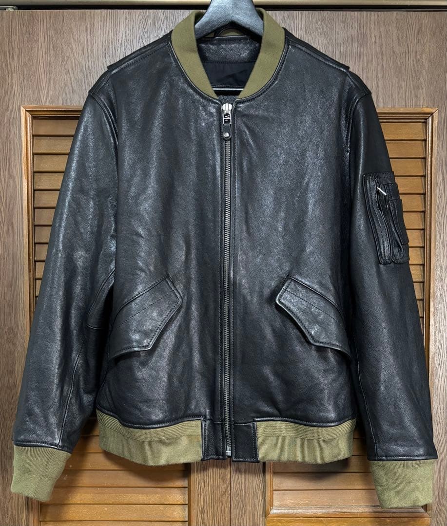 Buzz Rickson's Flight Jacket Sheepskin Leather Bl… - image 1