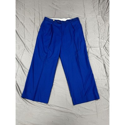 Stacy Adams Mens Pleated Dress Pants Royal Blue 36x27 Trousers Formal Wedding