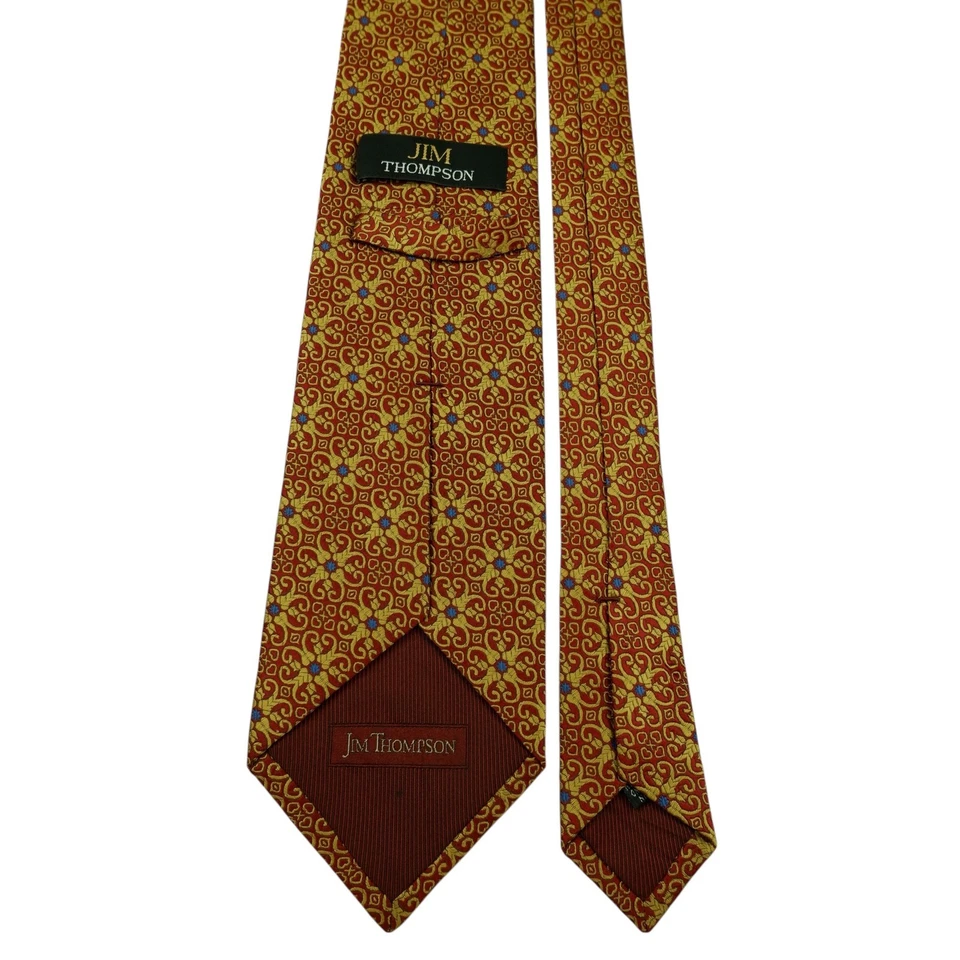 Corbata Jim Thompson Seda Rojo Carmesí Geométrica Tailandia (Impuesto de Importación de Estados Unidos Incluido) Foto 4 de 4
