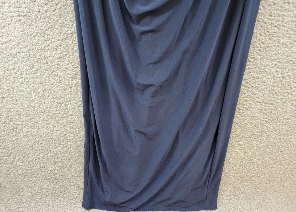 B&A By Betsy & Adam Lace-Sleeve Square-Neck Gown Women's 14 Navy Zip Closure~ - Image 4 of 4