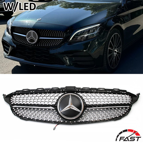 Front Grill W/LED Star For Mercedes C-Class C300 C200 C43 C180 W205 2019-2021