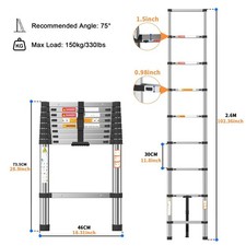 Telescopic Ladder 2.6M–5M Extendable Folding Multi-Purpose Loft Roof Step Ladder