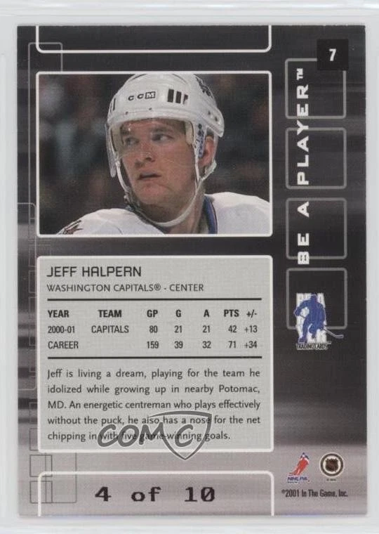 2001-02 ITG Be A Player Memorabilia Emerald /10 Jeff Halpern #7 - Image 2 of 2