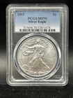 2015 $1 American Silver Eagle PCGS MS70 - Standard Blue Label UNC US Coin D102