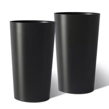 Junia Modern Large 21.7 In. Tall Black Matte Plastic round Patio Outdoor Planter