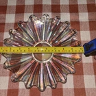 VTG 10" Federal Glass Celestial Iridescent Clear Glass Scalloped Centerpiece Bow