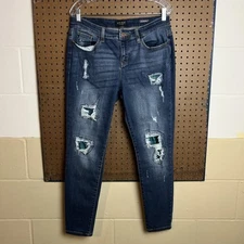 Judy Blue Jeans Womens 15/32 Skinny Fit Stretch Distressed Flannel Patch 30x27