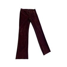 Vtg 90's Y2K Suede Leather Pants Straight Leg Brown Boho Mid Rise Womens Size 4