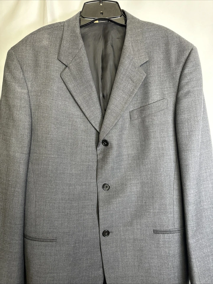 Donna Karan 签名男式运动外套 42R 裤子 32x31 套装灰色 100% 羊毛意大利 — 第 2/4 张图片