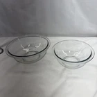 Vintage Set of 2 Pyrex Clear Glass Nesting Mixing Bowls #322 #323