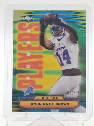 AMON-RA ST. BROWN 2025 TOPPS CHROME POWER PLAYERS AQUA #PP-26 /199 LIONS Q2045