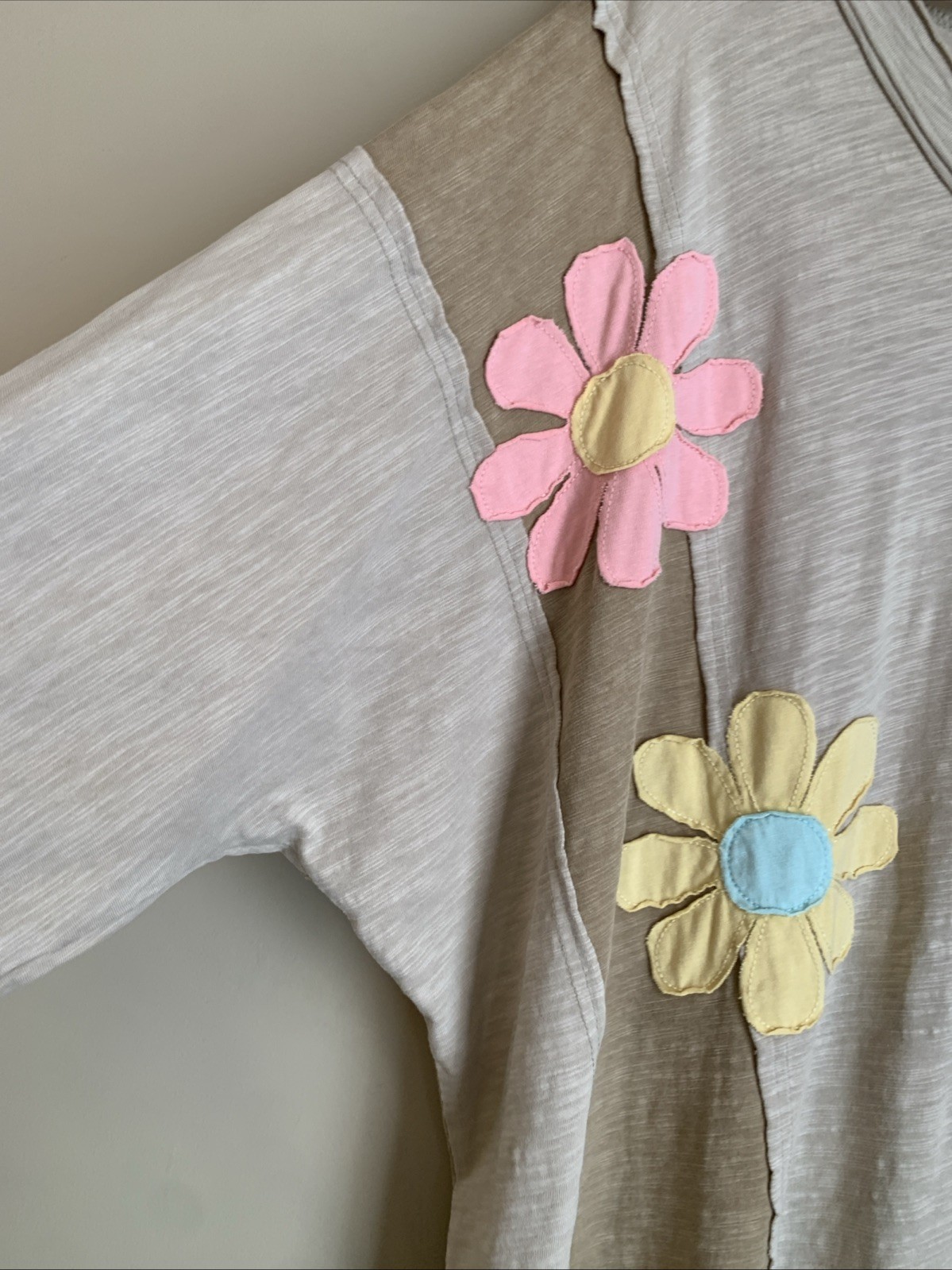 Easel Flower Patchwork Top Jersey Knit Pullover P… - image 2