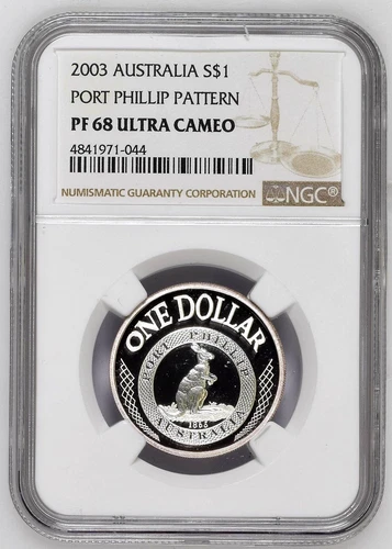 2003 Australia Port Phillip Pattern S$1 Dollar Silver Proof Coin NGC PF 68 UC