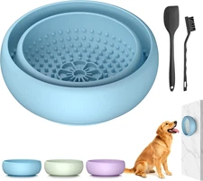 Dog Lick Bowl, 2PCS Non-Slip Freeze Licking Bowl with Suction Cups, Puzzle Silic