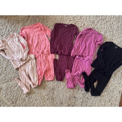 Vaenait Baby Kids Ribbed Pajama Set Bundle 5 Pairs Pink Purple Black Size 4/5T