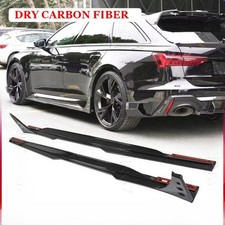 For Audi RS6 RS7 C8 Avant 2019-2024 Dry Carbon Side Skirt Extension Lip Spoiler