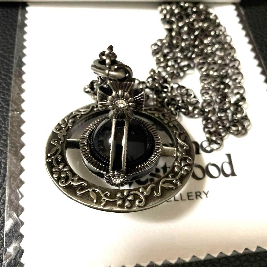 Vivienne Westwood Small Orb Necklace Flower Black Gunmetal 4.5