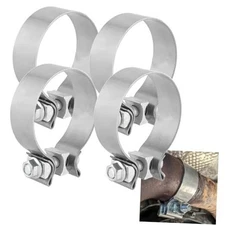  4 Pack 3 Inch Exhaust Clamps, Narrow Band, Stainless Steel Exhaust Clamp 